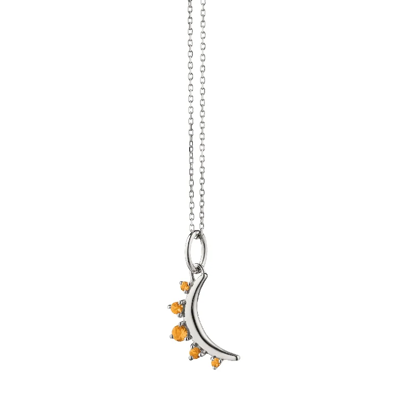 Tide wave necklaces-November Citrine "Moon" Sterling Silver Birthstone Necklace