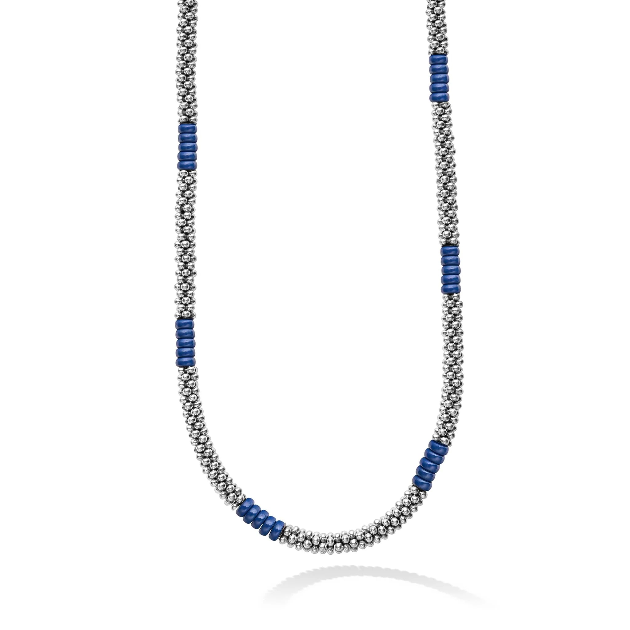 Polished name necklaces-Lagos Ultramarine Blue Caviar Ceramic Station Beaded Necklace