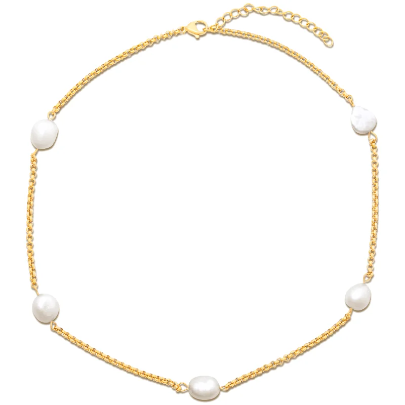 Vivid stone necklaces-Jacinda Pearl Chain Necklace