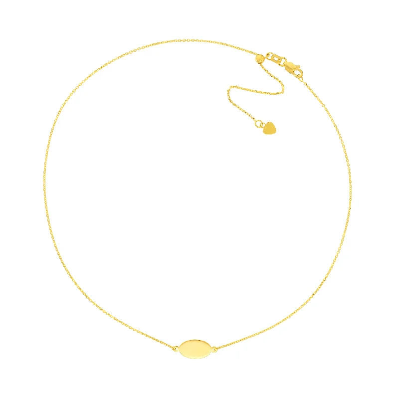 Quad birthstone necklaces-14k Gold Engravable Oval Pendant Necklace