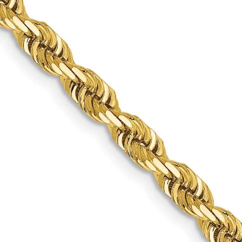 Flex cord bangles-Curata 14k Yellow Gold Solid 4.0mm Sparkle Cut Quadruple Rope Chain Bracelet Lobster Claw