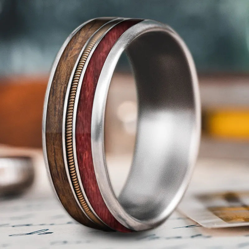 Thick band rings-Custom Design - 3-Inlay Metal Center Ring M5NZRSEyNOBnqb74f6Pj4lrd