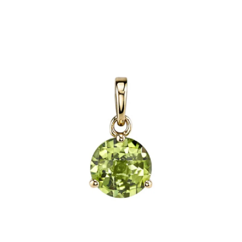 Spiral knot necklaces-14k Gold 8mm Round Peridot Pendant Necklace