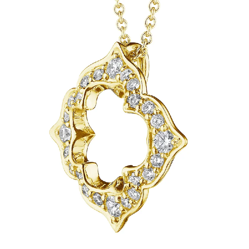 Light filigree necklaces-Verragio 18k Gold Victorian Open Diamond Pendant Necklace