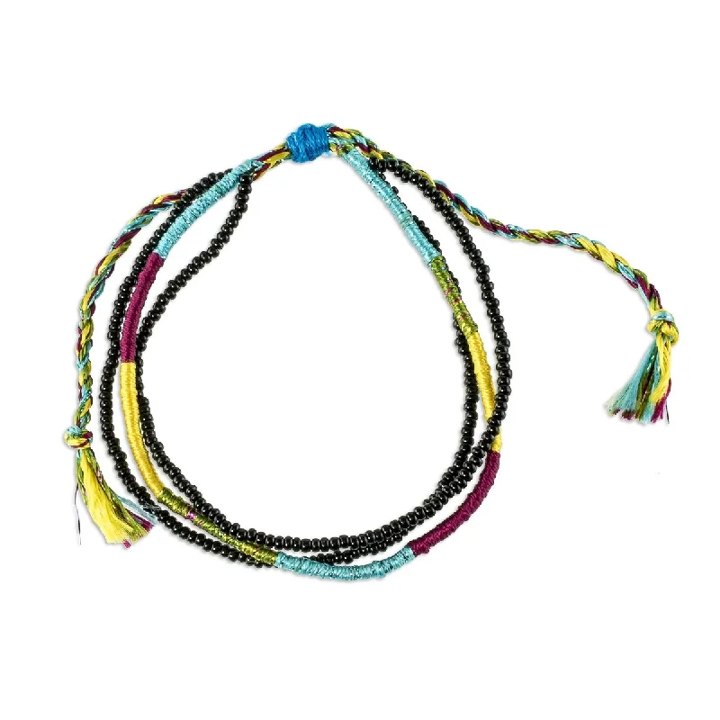 Raven feather bangles-NOVICA Alegria, Beaded wristband bracelet