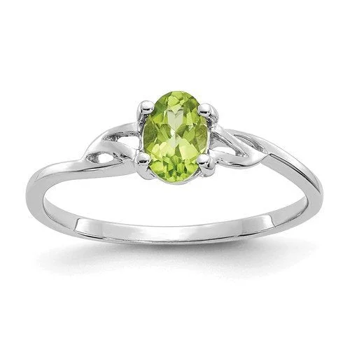 Glittering crystal engagement rings-10KT GOLD POLISHED 0.45 CT OVAL PERIDOT BIRTHSTONE RING