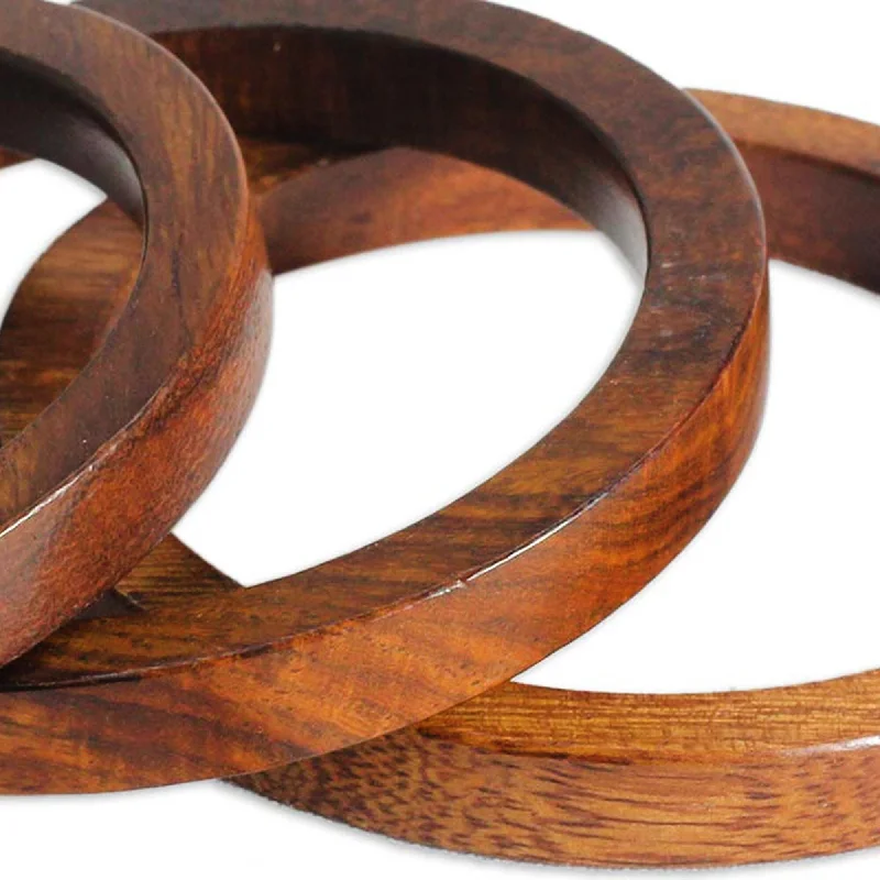 Pure link bangles-NOVICA Fashionable Trio, Mango wood bangle bracelets (set of 3) - 0.5 cm W