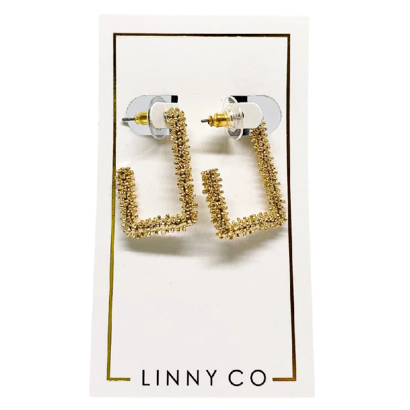 Fluid art earrings-Linny Co | Joy Gold Tone Rectangular Hoop Earrings