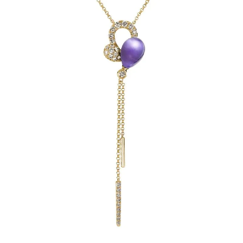 Pure crystal necklaces-14k Amethyst & Diamond Pendant Necklace