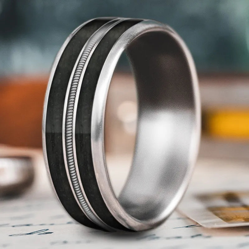 Wide band rings-Custom Design - 3-Inlay Metal Center Ring YcRqas4F13gSHJ-W3n4mJIPA