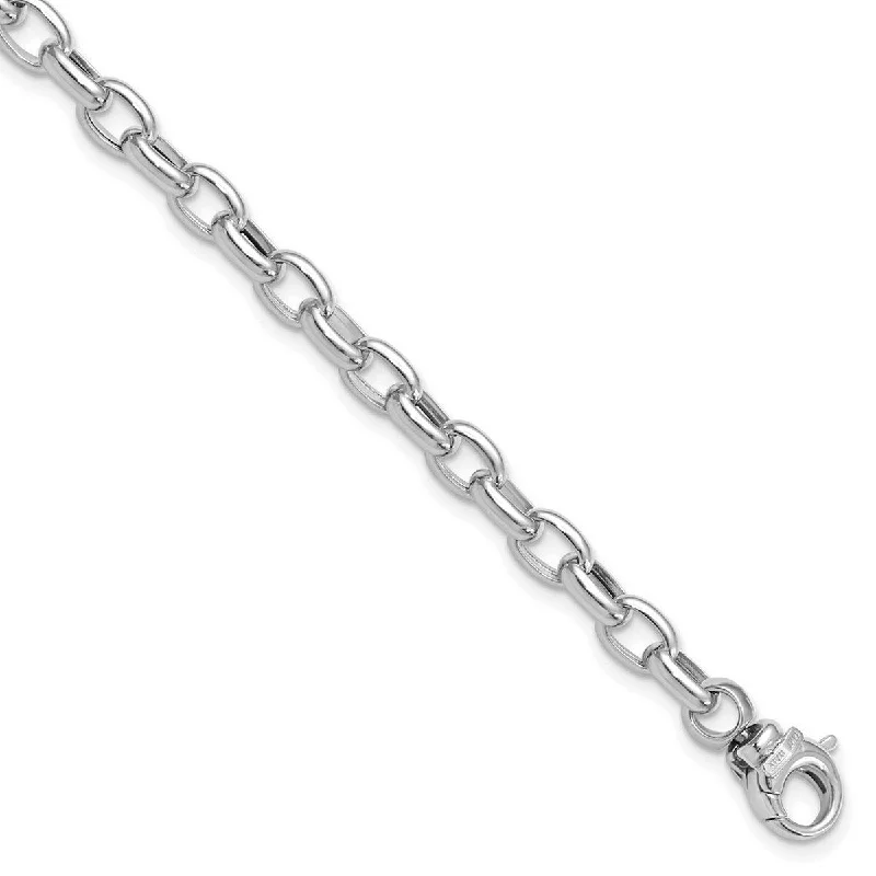 Braided fiber bangles-Curata 4.98mm 14k White Gold Hollow Polished Fancy Link Bracelet 7.5 Inch