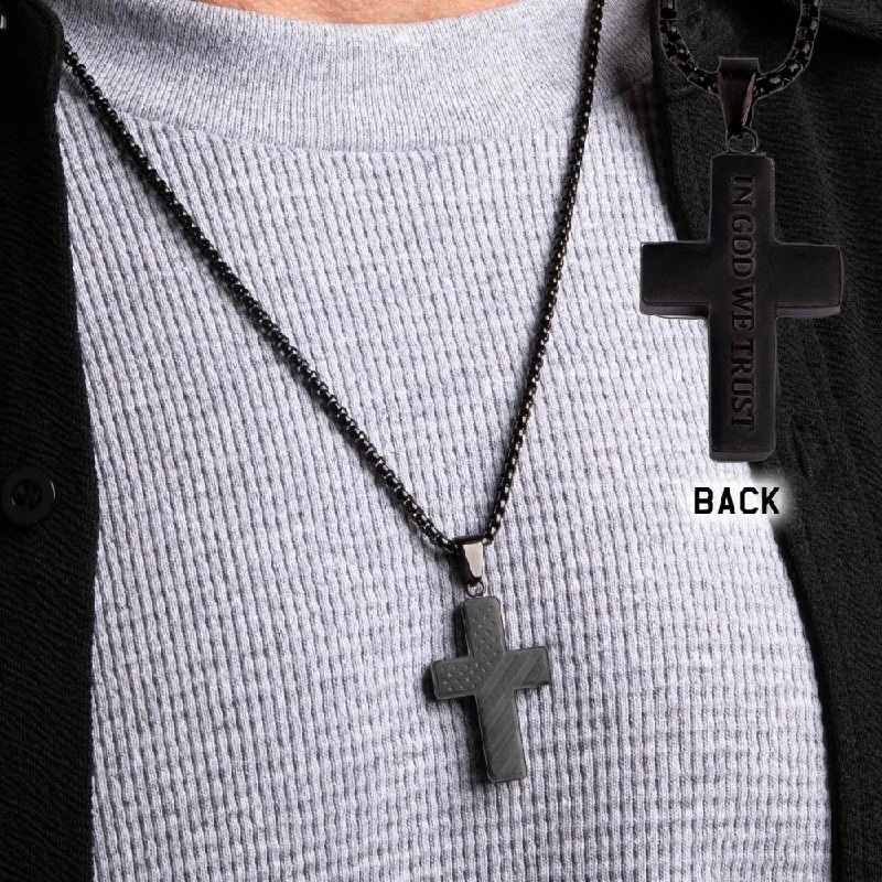 Agate drop necklaces-In God We Trust - American Flag Cross  Necklace: Helps Pair Veterans With A Service Dog Or Shelter Dog