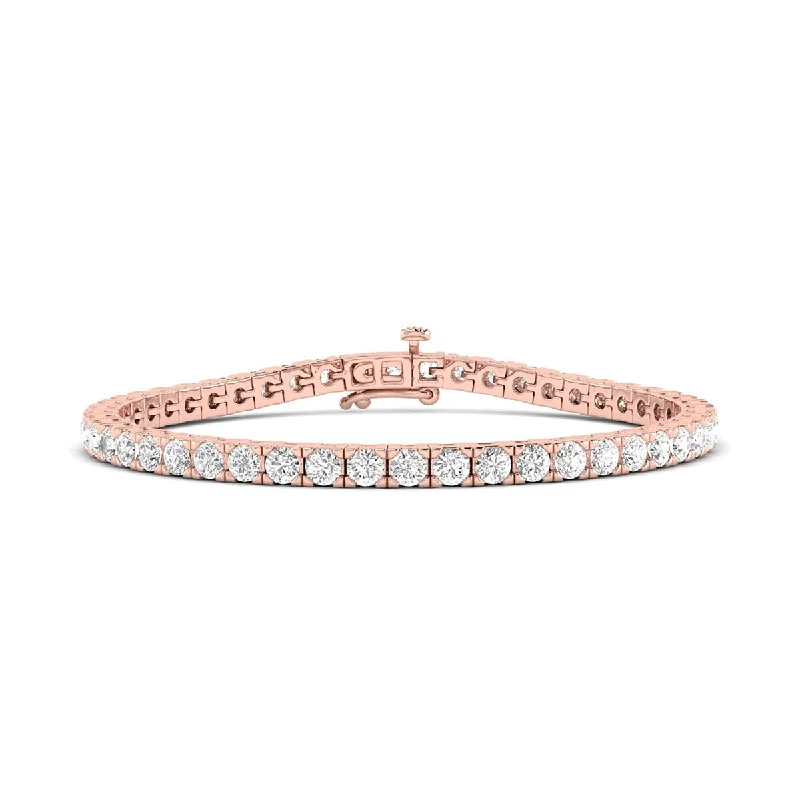 High cuff bangles-Marquee 5 Carat TW Classic Diamond Tennis Bracelet in 14K Rose Gold