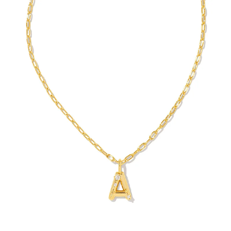 Fluid design necklaces-Kendra Scott Crystal Letter Short Gold Pendant Necklace