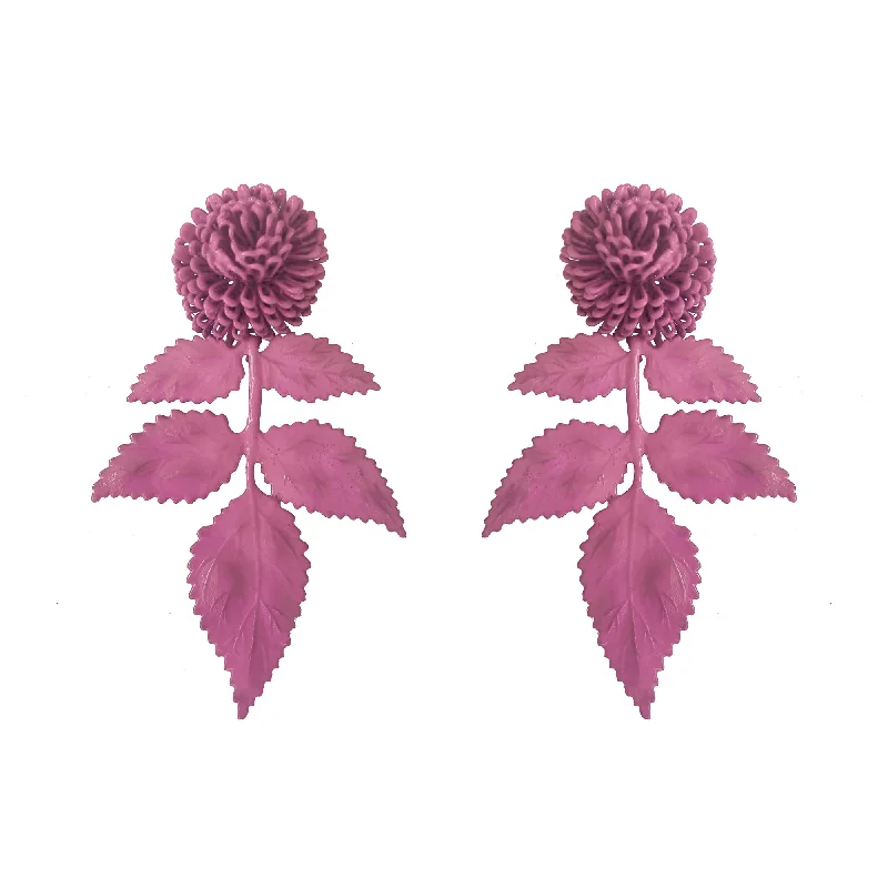 Stellar glow earrings-Pink Leaf Earrings