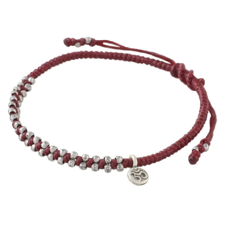 Fox motif bangles-Handmade Silver Bohemian Life in Crimson Bracelet (Thailand) - Red