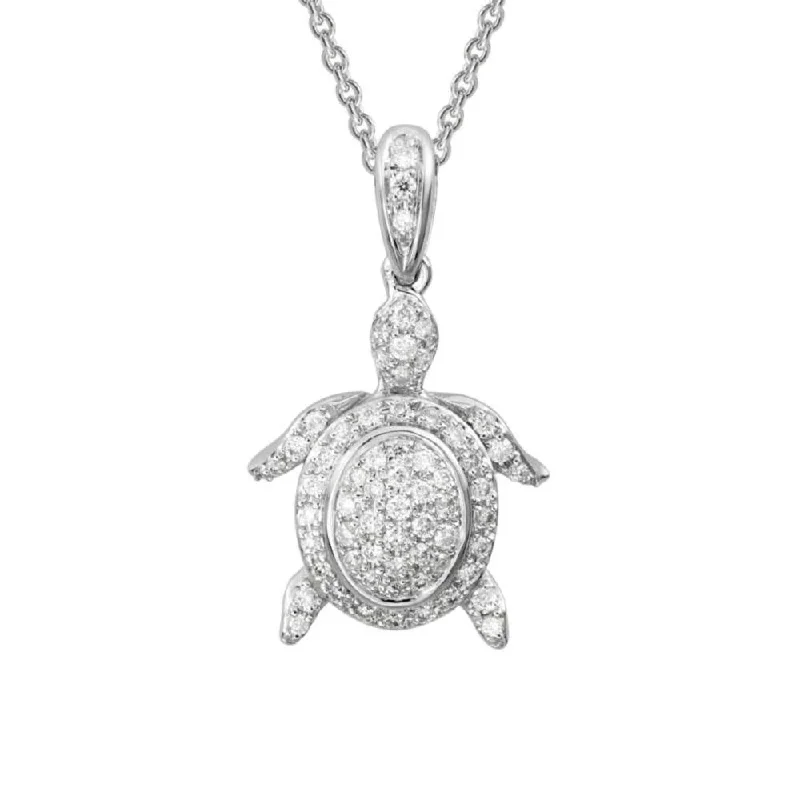 Layered link necklaces-14k Diamond Turtle Pendant Necklace