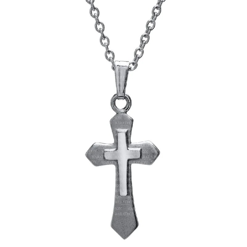 Fluid design necklaces-Sterling Silver Children's Cross Pendant Necklace