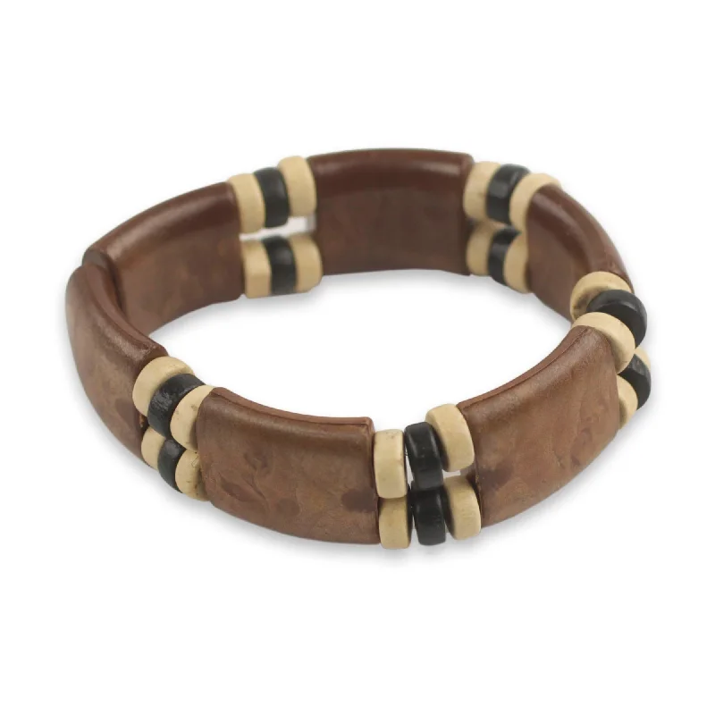 Flax cord bangles-Sese Wood 'Coffee Connection' Bracelet (Ghana)