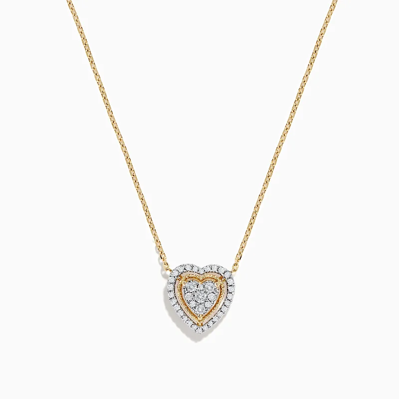 Square shape necklaces-Novelty 14K Yellow Gold Diamond Heart Necklace