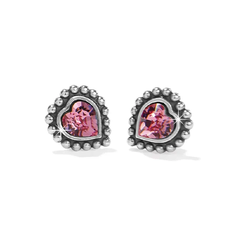 Crystal-twisted earrings-Brighton | Shimmer Heart Mini Post Earrings in Pink Crystal