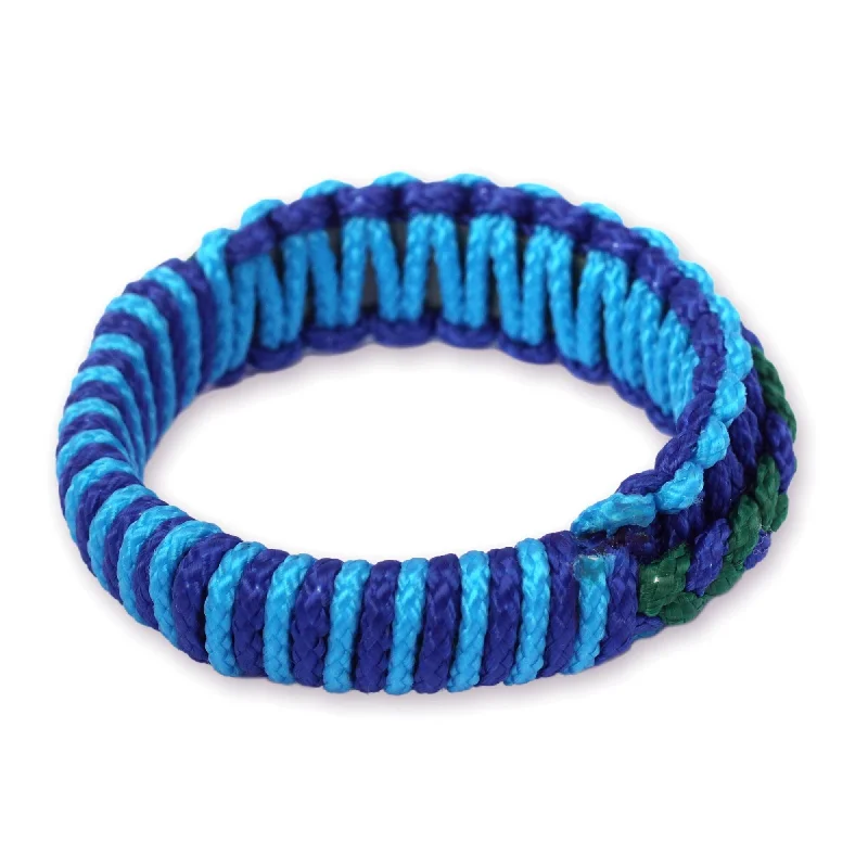 Pinch clasp bangles-Bangle Bracelet, 'Blue and Green Hausa' (Ghana) - 7'6" x 9'6" - 7'6" x 9'6"