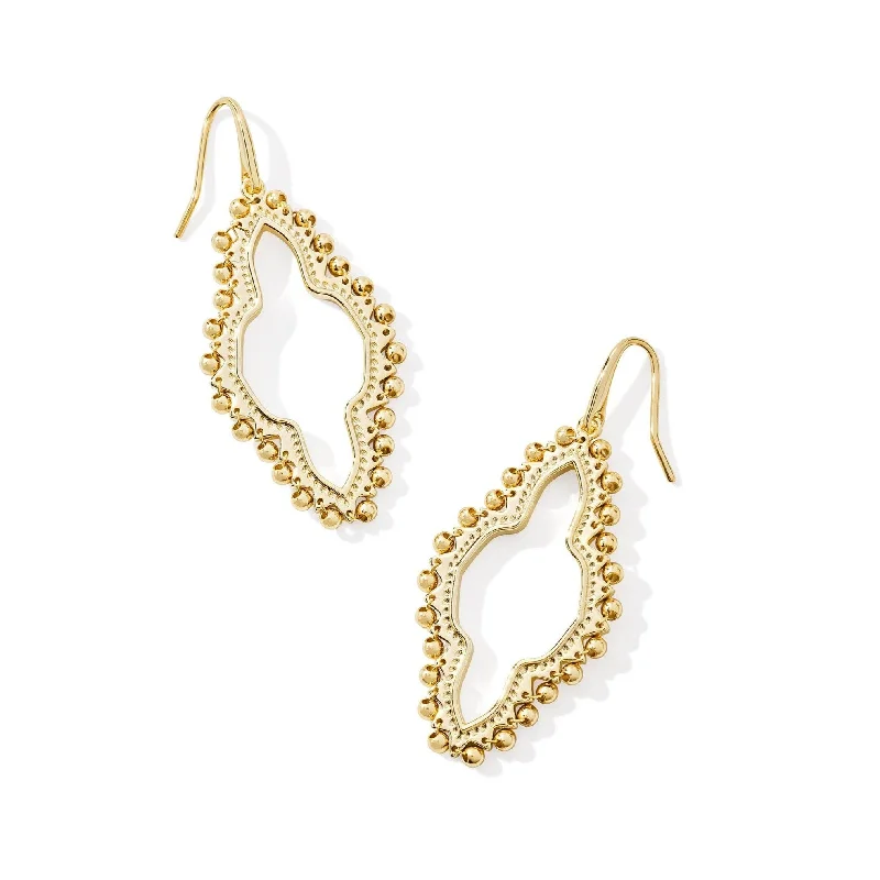 Wanderer feather earrings-Kendra Scott | Abbie Beaded Open Frame Earrings in Gold