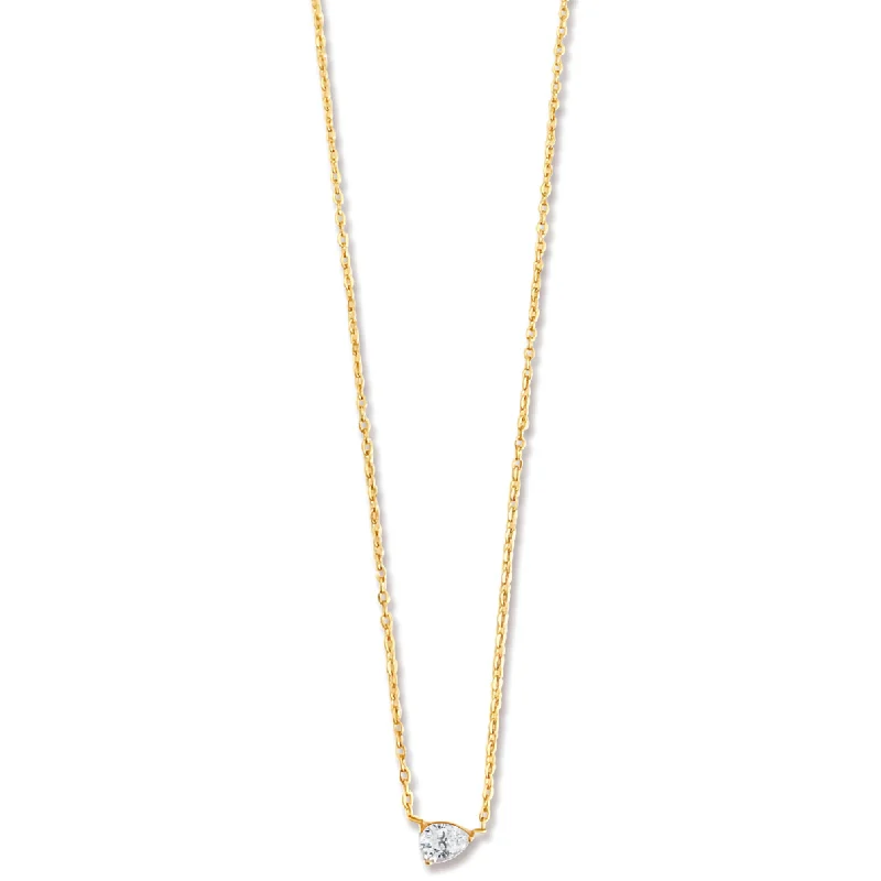 Regal diamond necklaces-Lola Solitaire Sideways Pear Necklace