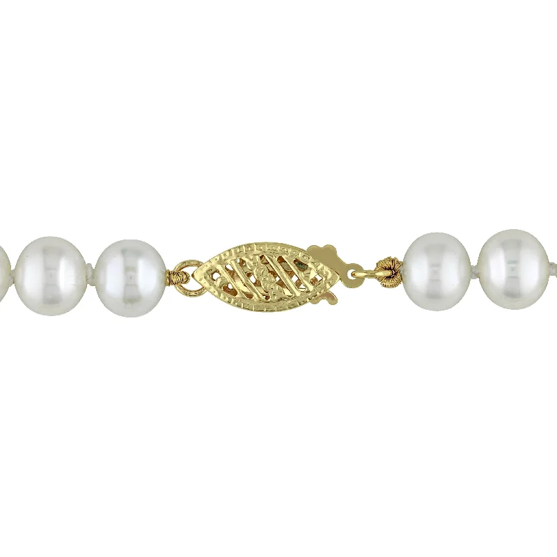 Tide bead bangles-Miadora Cultured Freshwater Pearl Strand Bracelet 14k Yellow Gold Clasp