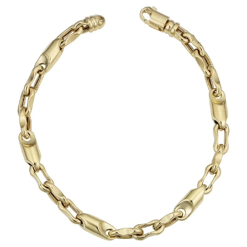 Subtle accent bangles-Men's 14k Yellow Gold 6 millimeters Bullet Link Bracelet (8.75 inches)