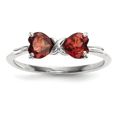 Cool wood engagement rings-14KT WHITE GOLD 1.00 CTW HEART GARNET 2 STONE RING