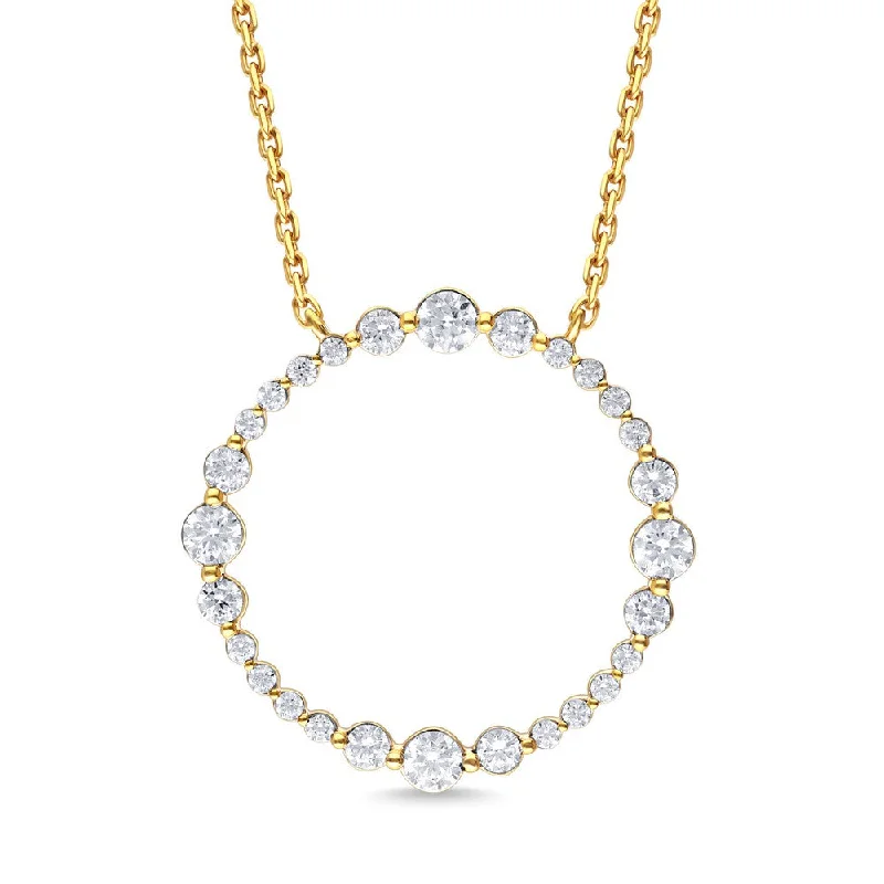 Ten-strand necklaces-14k Gold Diamond Circle Pendant Necklace