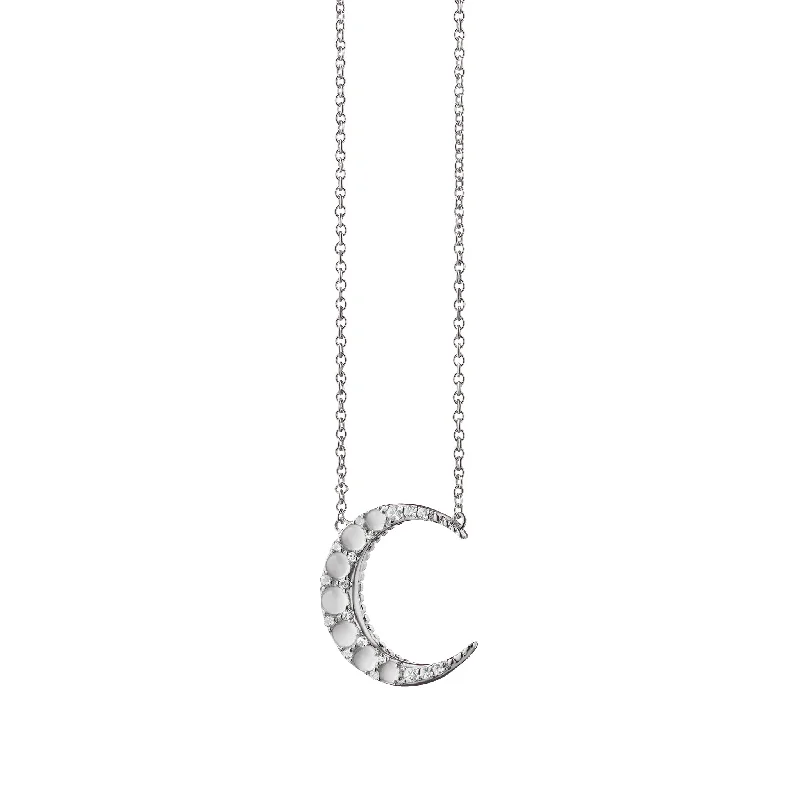 Coiled thread necklaces-Moonstone Midi Crescent Moon Necklace