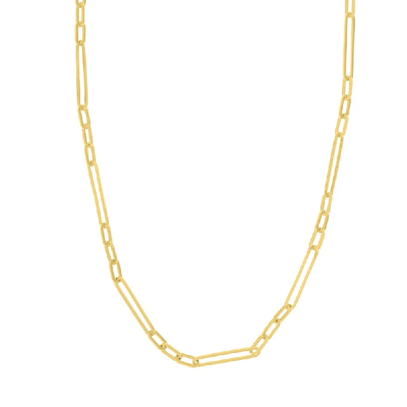 Reed weave necklaces-14k Gold Paper Clip Chain Necklace