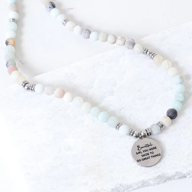 Emerald drop necklaces-AMAZONITE EARTHSTONE NECKLACE