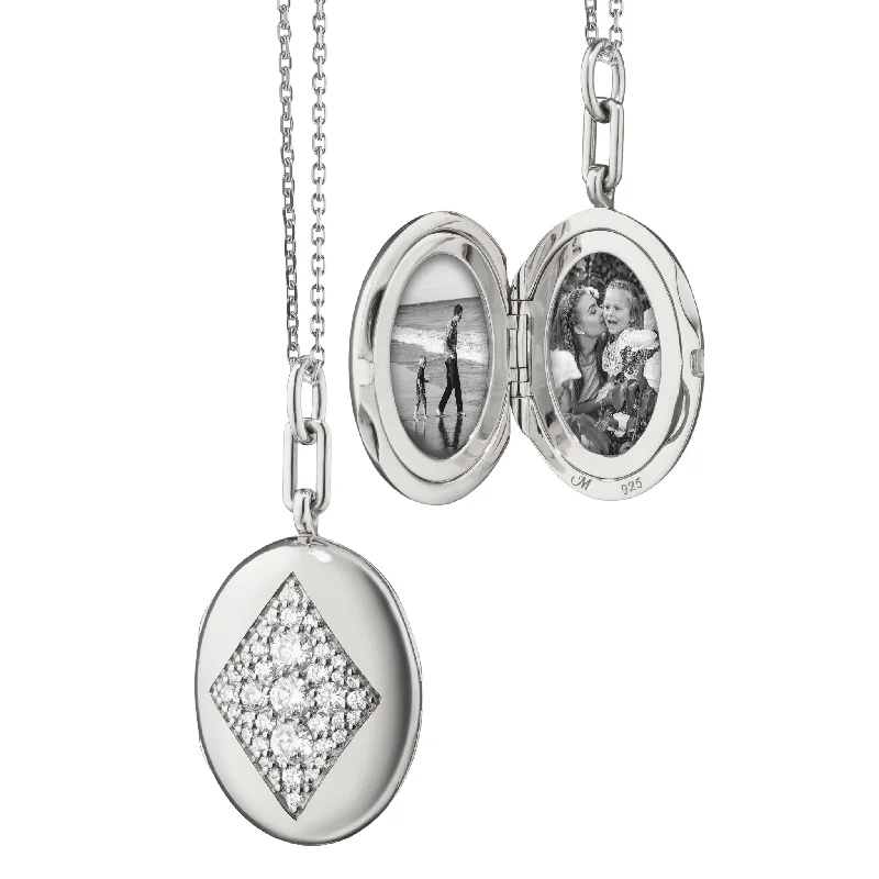 Playful bead necklaces-"Charlotte" Sterling Silver Locket Necklace