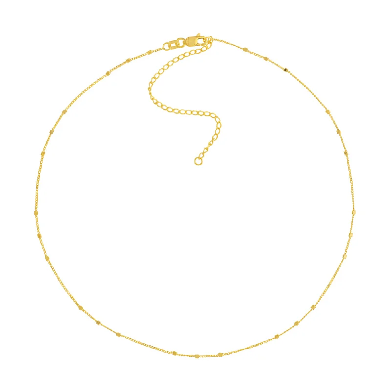 Mesh choker necklaces-14k Gold Saturn Beaded Choker Chain Necklace