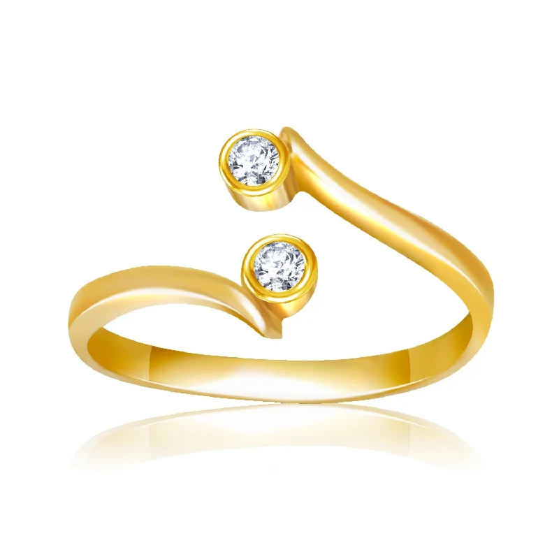 Timeless diamond engagement rings-14k Yellow Gold Cubic Zirconia Accented Curve Ended Toe Ring