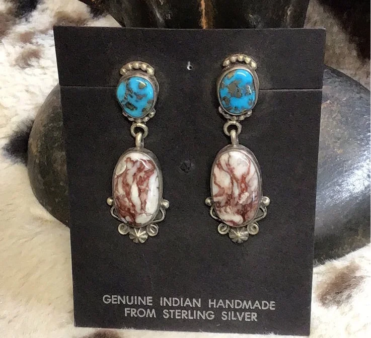 High shine earrings-Magnesite & Turqoise Earrings