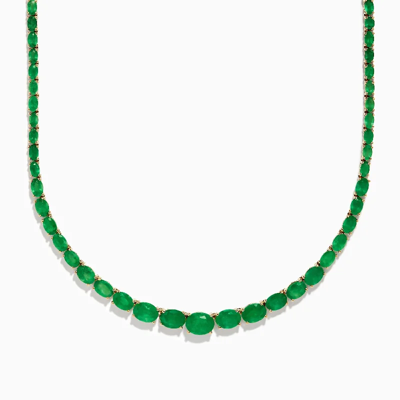 Regal diamond necklaces-Brasillica 14K Yellow Gold Emerald Graduated Eternity Necklace