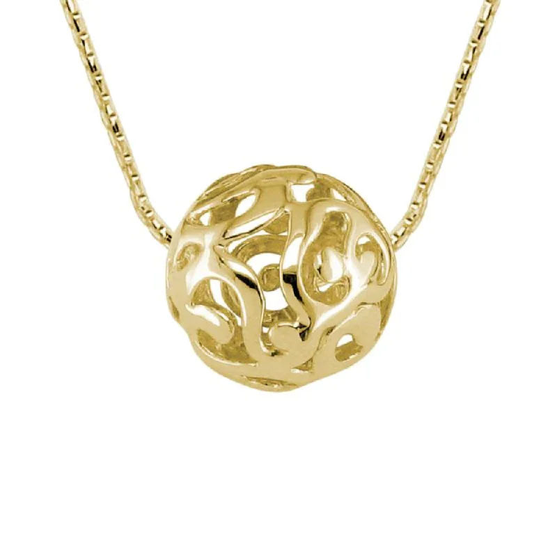 Quad birthstone necklaces-14Y Gold Sphere Pendant Necklace 18"