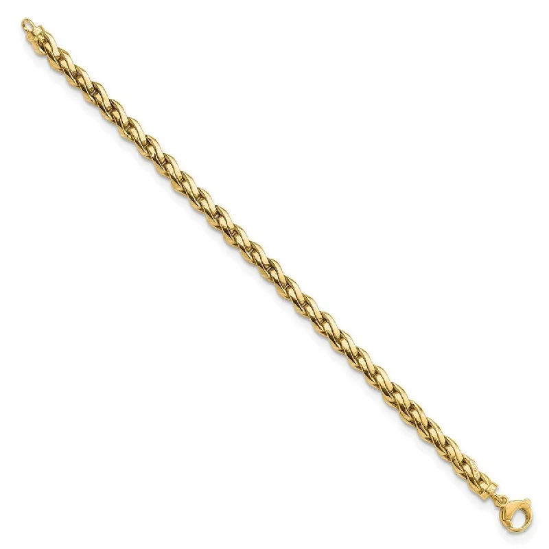 Tiny star bangles-Curata 14k Yellow Gold Polished Fancy Link Bracelet 7.5 Inch