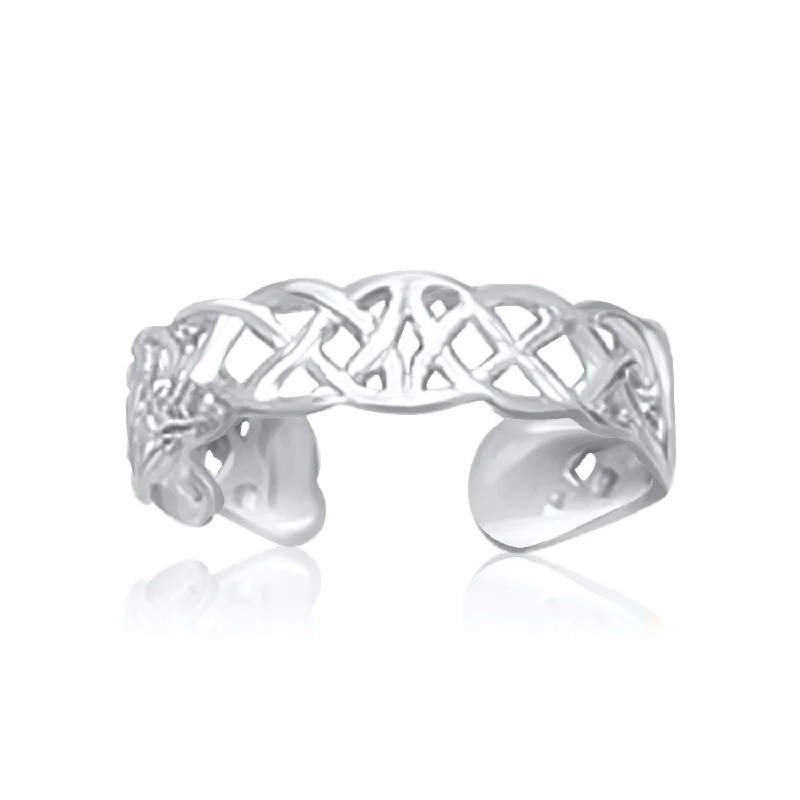 Ruby halo engagement rings-14k White Gold Toe Ring in a Celtic Knot Style