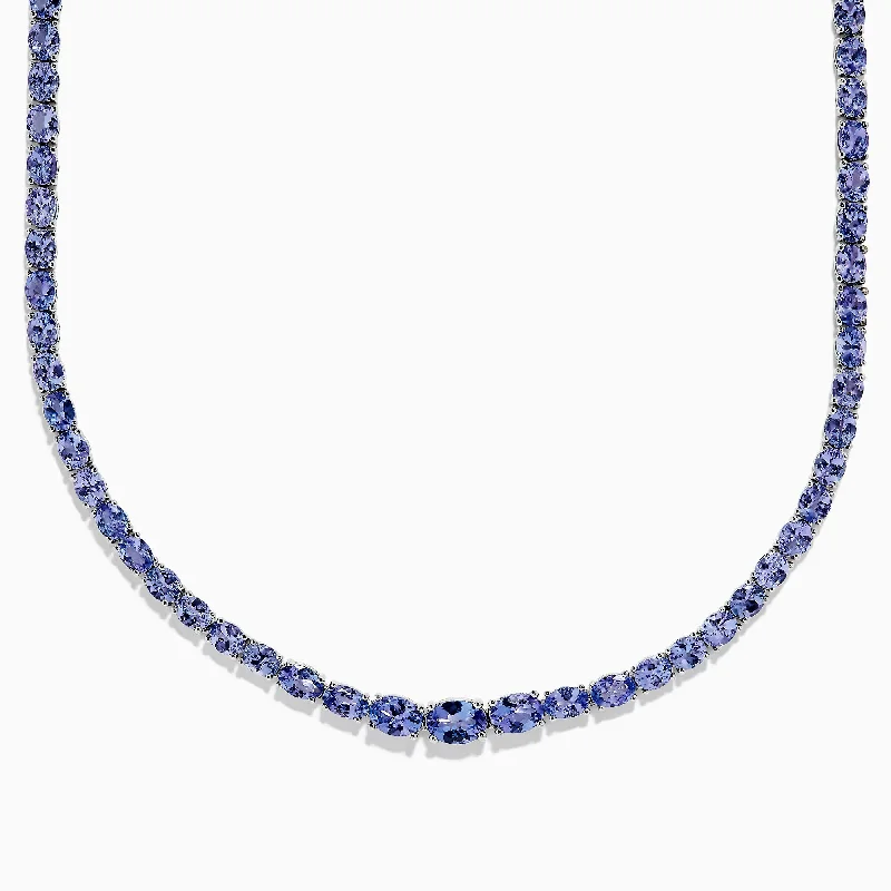 Fluid design necklaces-Nahla Siri Sterling Silver Tanzanite Necklace, 27.69 TCW