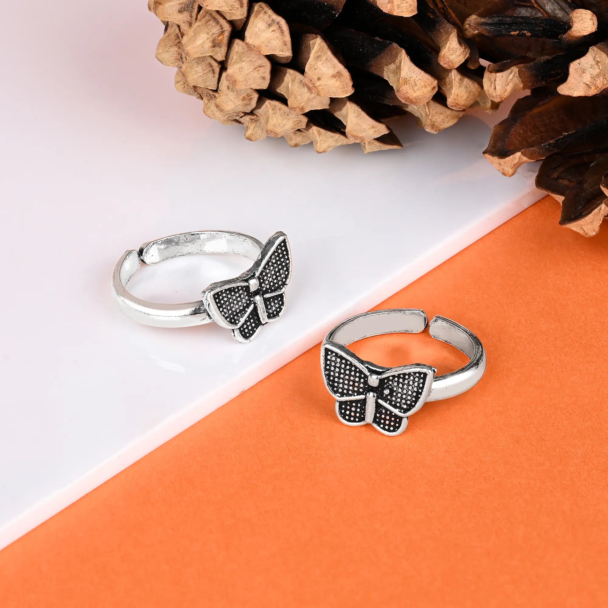 Double band engagement rings-Butterfly Shaped Toe Ring