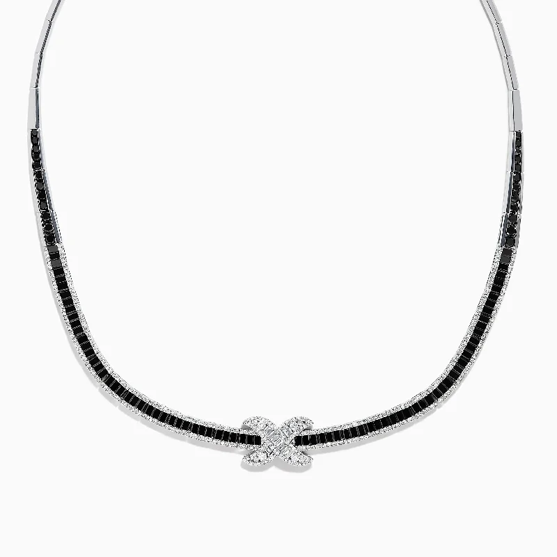 Burnished bronze necklaces-14K White Gold Diamond Black and White Diamond Necklace