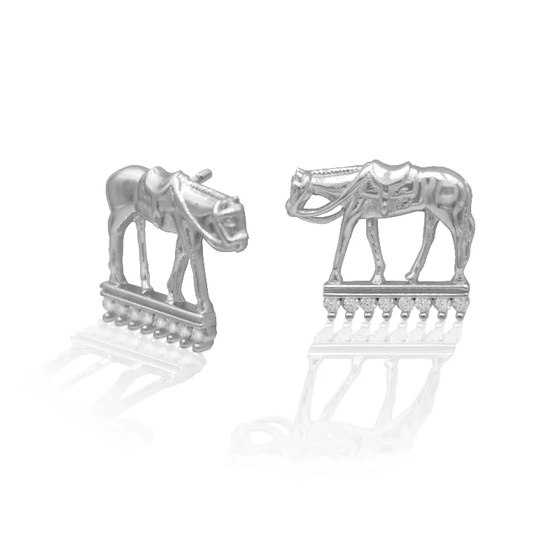 Tiny triangle earrings-Kelly Herd Western Pleasure Horse Earrings-Sterling Silver