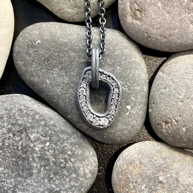 Blended metal necklaces-Lake Path Sterling Silver and Diamonds Necklace