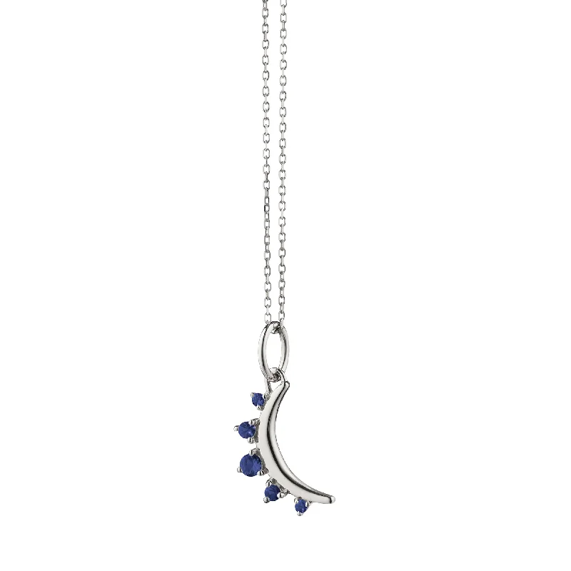 Hope charm necklaces-September Sapphire "Moon" Sterling Silver Birthstone Necklace