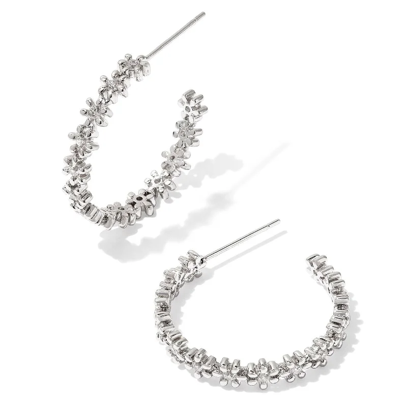 Pure stud earrings-Kendra Scott | Nydia Silver Hoop Earrings in White Crystal